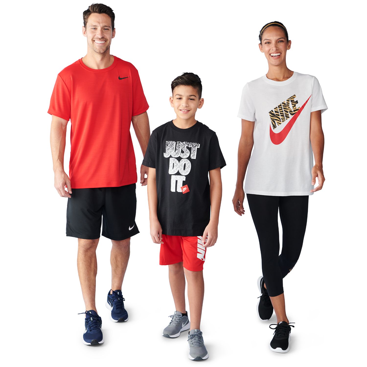 nike women's red animal print crew tee