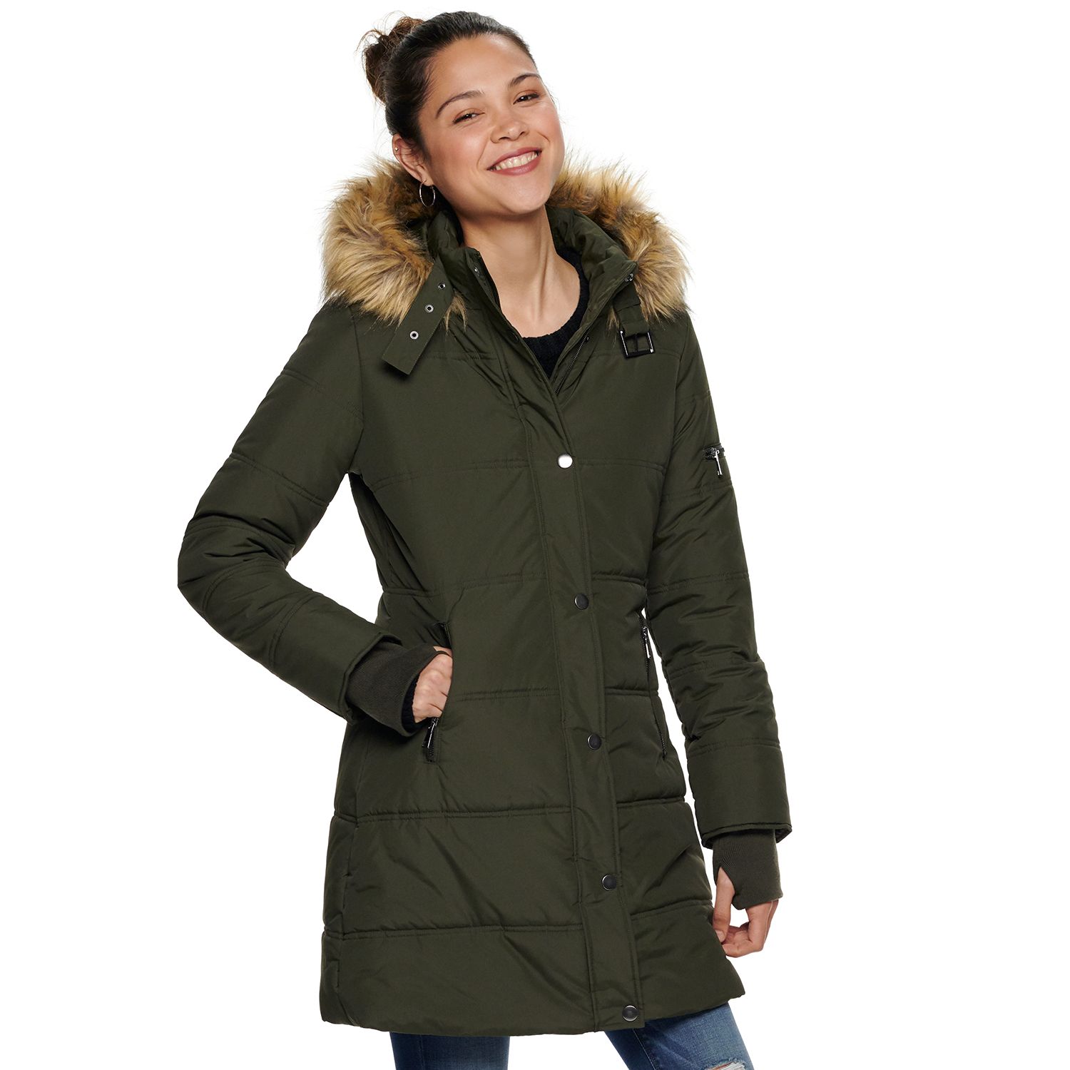 juniors long puffer coat