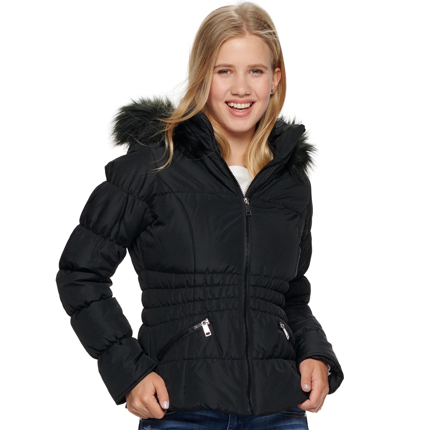 juniors long puffer coat