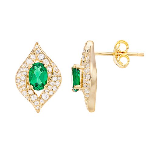 10k Gold Gemstone & 1/2 Carat T.W. Diamond Earrings