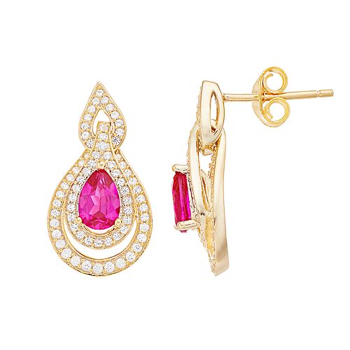 10k Gold Gemstone & 3/8 Carat T.W. Diamond Earrings