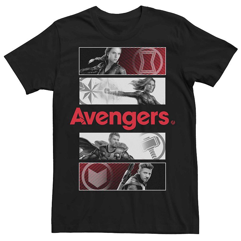 Mens Marvel Avengers Hero Symbols Poster Tee, Size: Small, Black
