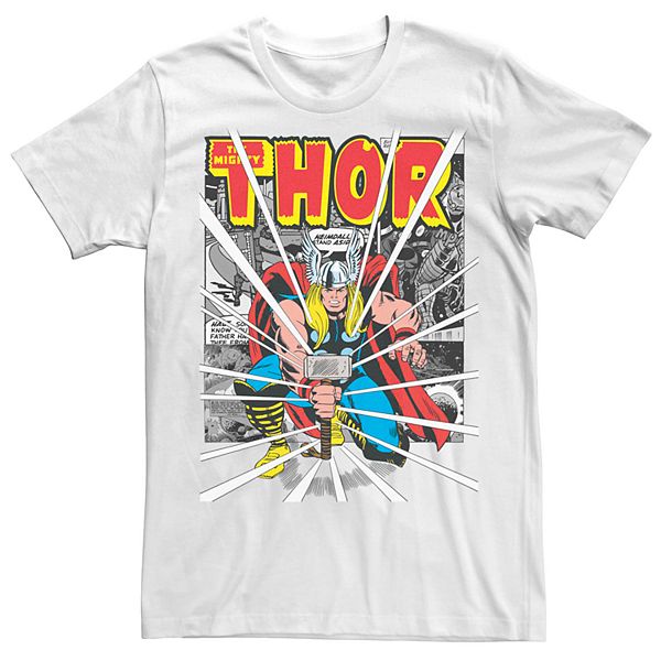 Men's Marvel Retro Thor Hammer Slam Poster Tee