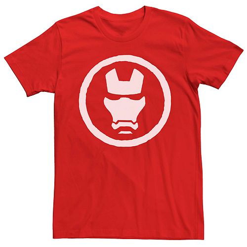 mens marvel iron man mask circle logo tee