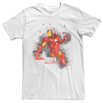 Men's Marvel Iron Man Watercolor Splatter Portrait Tee