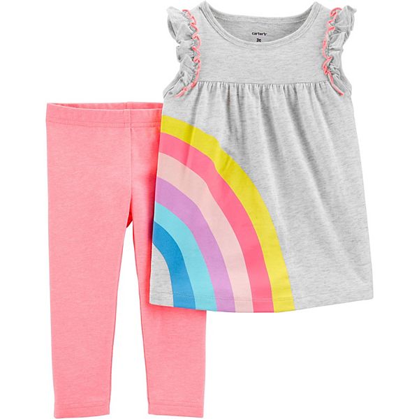 Toddler Girl Carter's 2-Piece Rainbow Jersey Top & Capri Legging Set