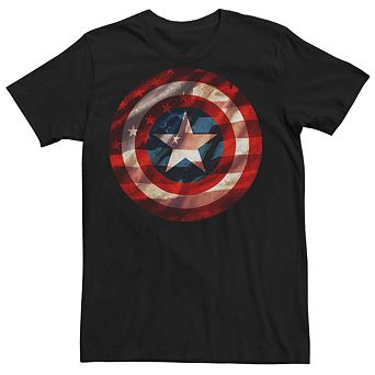 Men's Marvel Captain America USA Flag Shield Fill Tee