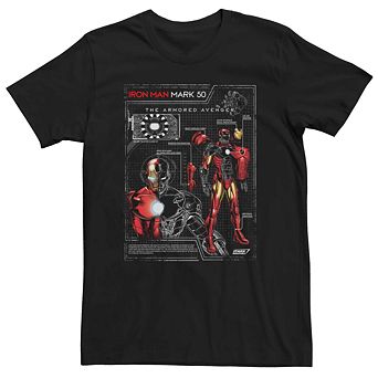 Men's Marvel Iron Man Mark 50 Schematic Tee