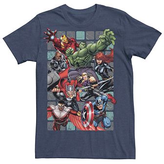 Men's Marvel Retro Avengers Assembled Group Squares Tee