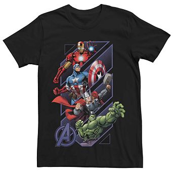 Men's Marvel Avengers Retro Geometric Group Shot Tee