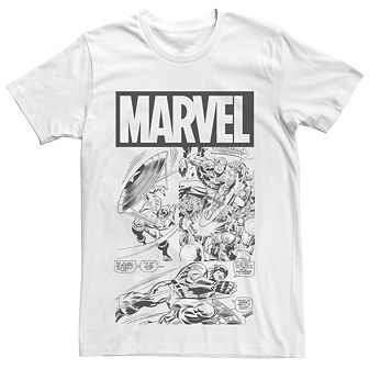 Men's Marvel Captain America Black And White Comic Tee