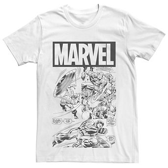 Men's Marvel Captain America Black And White Comic Tee