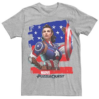 Men's Marvel Puzzle Quest Peggy Carter Captain America Portrait Tee