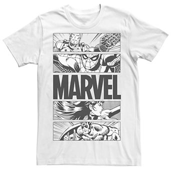 Men's Marvel Comic Graphic Panels Poster Tee