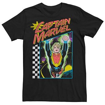 Men's Captain Marvel Vintage Distressed Poster Graphic Tee