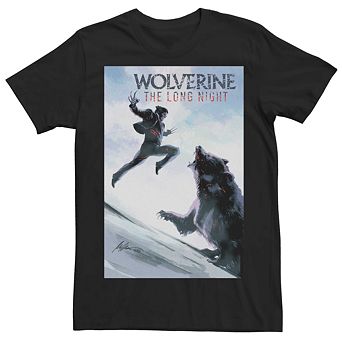 Men's Marvel Wolverine The Long Night Bear Fight Poster Tee
