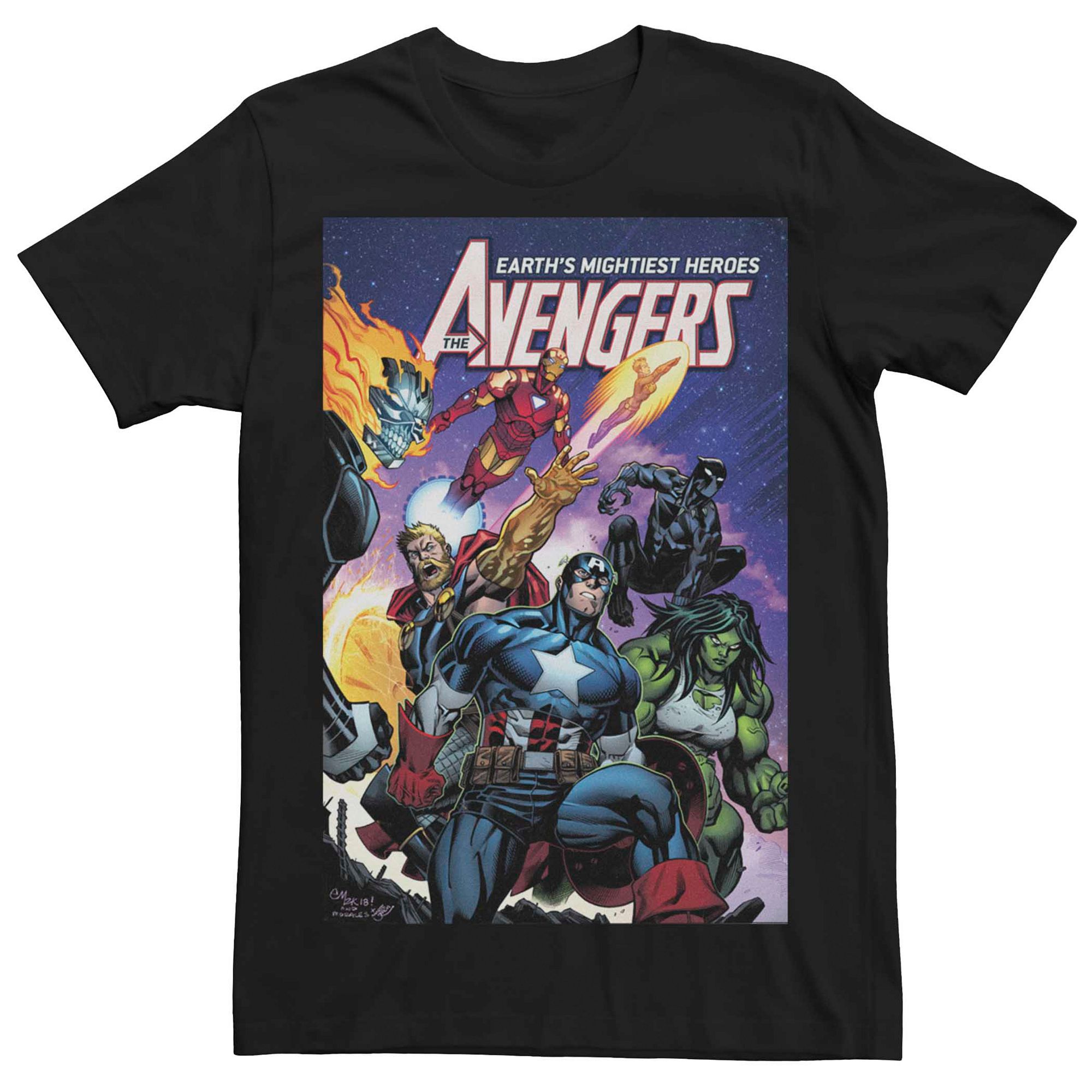 Mens Marvel Avengers Graphic Character Tee, Size: Medium, Black