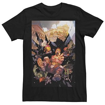 Men's Avengers Space Explosion Comic Cover Tee