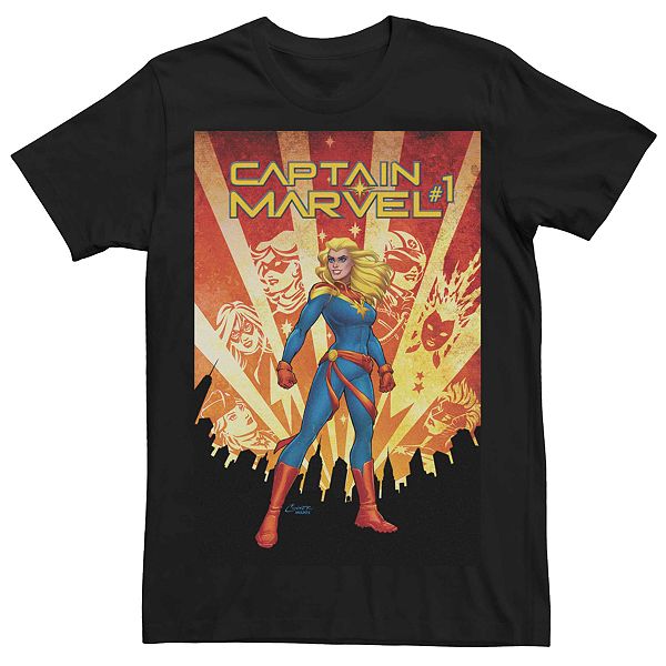 Men's Captain Marvel Sunset Comic Cover Tee