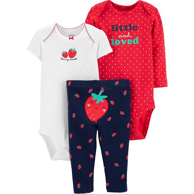 Baby Girl Carter's 3-Piece Strawberry Top, Bodysuit & Little Short Set