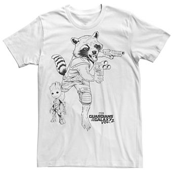 Men's Marvel Rocket And Baby Groot Sketch Graphic Tee