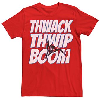 Men's Marvel Spider-Man Thwack Thwip Boom Sound Effects Tee