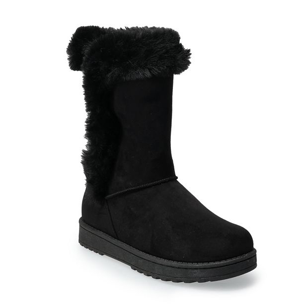 Womens black faux fur on sale boots