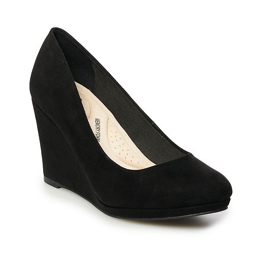 Women's black dress wedges