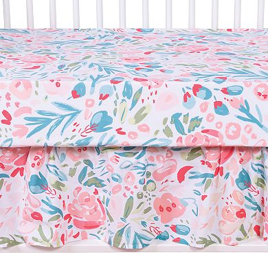 Baby Girl Trend Lab Painterly Floral 3 Piece Crib Bedding Set