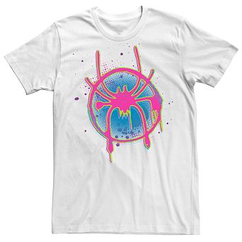 Men's Marvel Spider-Man Neon Spider Spray Paint Logo Tee