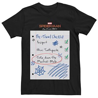 Men's Marvel "Spider-Man: Far From Home" Paper Checklist Tee