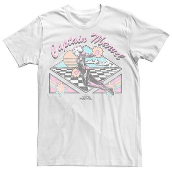 Men's Marvel's Captain Marvel Retro Checkers Flying Tee