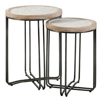 Round Wood Nesting Table 2 pc Set