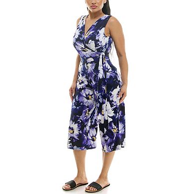 Women's Nina Leonard Print Surplice Wide-Leg Jumpsuit