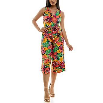 Women's Nina Leonard Print Surplice Wide-Leg Jumpsuit