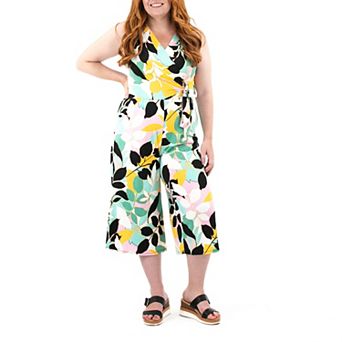 Women's Nina Leonard Print Surplice Wide-Leg Jumpsuit