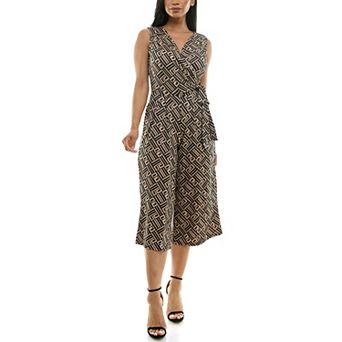 Women's Nina Leonard Print Surplice Wide-Leg Jumpsuit