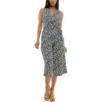 Women's Nina Leonard Print Surplice Wide-Leg Jumpsuit