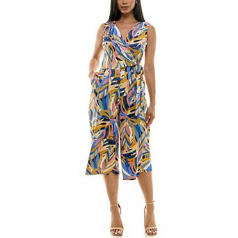 Women's Nina Leonard Print Surplice Wide-Leg Jumpsuit