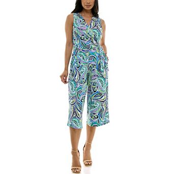 Women's Nina Leonard Print Surplice Wide-Leg Jumpsuit