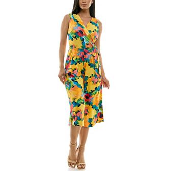 Women's Nina Leonard Print Surplice Wide-Leg Jumpsuit