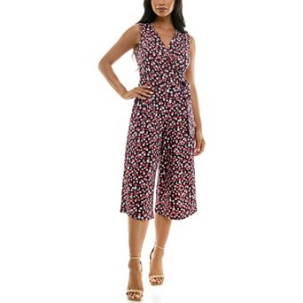 Women's Nina Leonard Print Surplice Wide-Leg Jumpsuit