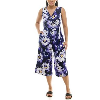 Women's Nina Leonard Print Surplice Wide-Leg Jumpsuit