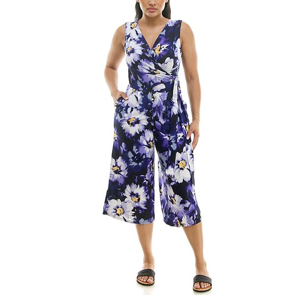 Women's Nina Leonard Print Surplice Wide-Leg Jumpsuit