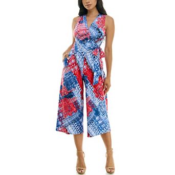 Women's Nina Leonard Print Surplice Wide-Leg Jumpsuit