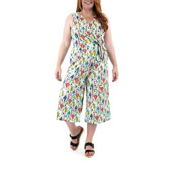 Women's Nina Leonard Print Surplice Wide-Leg Jumpsuit