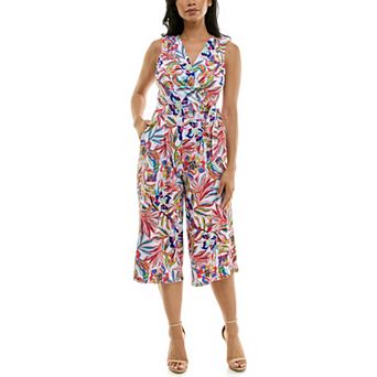 Women's Nina Leonard Print Surplice Wide-Leg Jumpsuit