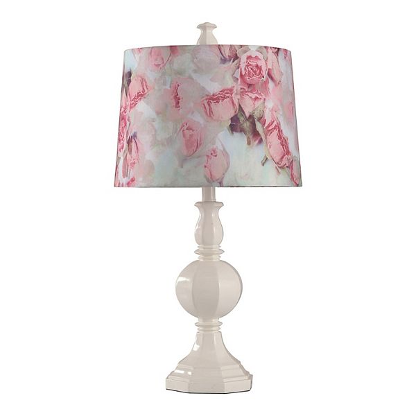 White Table Lamp With Fl Shade, Bright Pink Table Lamp Shade