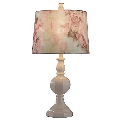Style Craft White Table Lamp with Floral Shade