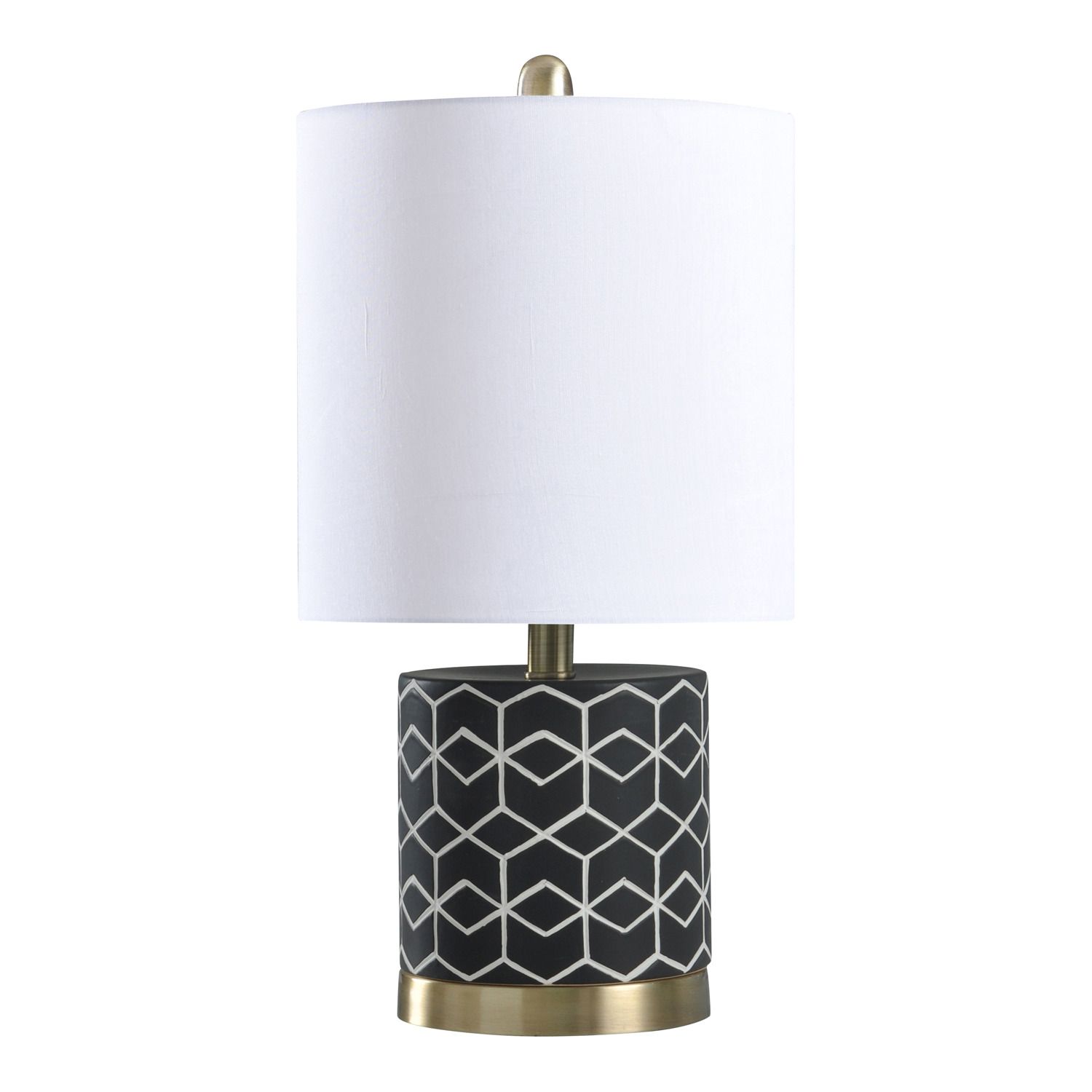 black geometric table lamp